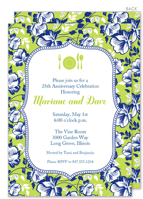 Blue Floral on Green Invitations